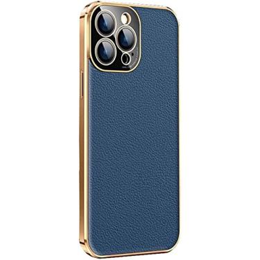 Imagem de BKUANE Capa de telefone traseira totalmente embrulhada, para Apple iPhone 14 Plus capa de 6,7 polegadas 2022 de couro à prova de choque com lente de câmera de proteção (cor: azul)