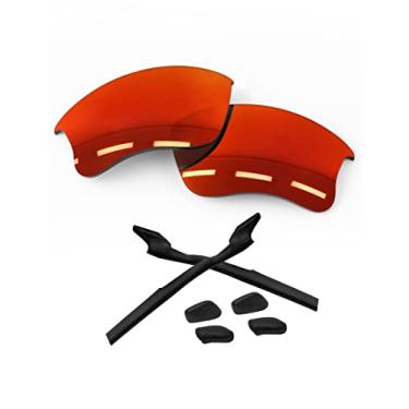 Imagem de Forobb Lentes de reposição polarizadas e kits de borracha para óculos de sol Oakley Half Jacket 2.0 XL, Vermelho maçarico - policarbonato polarizado, Tamanho �nico
