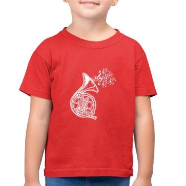Imagem de Camiseta Algodão Infantil Trompa Notas Musicais - Foca na Moda, Vermel