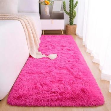 Imagem de Tapete Passadeira 2,00 x 0,60 Corredor Quarto Sala Beira de Cama Felpudo Peludo(Pink)