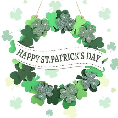Imagem de Decoração de madeira do dia de São Patrício, guirlanda de porta de São Patrício para placas de parede, placa irlandesa de boas-vindas para decoração de casa, festa, uso externo, interno