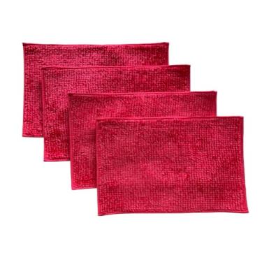 Imagem de Tapetes de Bolinha em Microfibra Super Macio 38x58cm para Banheiro Quarto e Cozinha (4, Rosa)