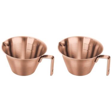 Imagem de Xícaras de café expresso de aço inoxidável de 100 ml com alça em forma de V, xícara de café expresso com escala (2, xícaras de café expresso rosa)