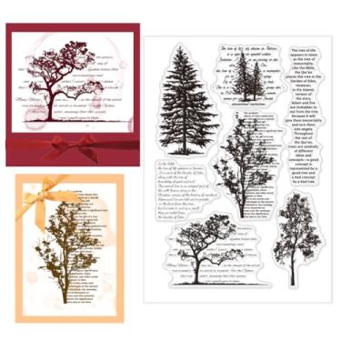 Imagem de 1 folha de carimbos transparentes de plástico PVC, carimbo de silicone com padrão de planta, estampa de árvore, para fazer álbuns de fotos faça-você-mesmo, 16 x 11 x 0,3 cm