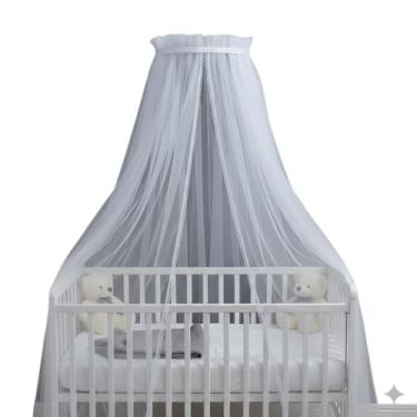 Imagem de Mosquiteiro com Dossel para Berço Branco Liso – Tule com Renda, Proteção Anti-Mosquito, Estrutura em Aço Seguro para Bebê(Dourado)