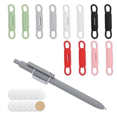 Imagem de 12 peças de suporte magnético para lápis, organizador de marcadores magnéticos de silicone com 12 folhas magnéticas ajustáveis para armazenamento de canetas, acessórios de escritório para geladeira