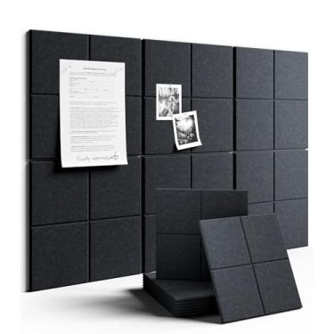 Imagem de Fluxynara Quadro de avisos grande de feltro 91 cm x 61 cm alternativo para quadro de cortiça - pacote com 6 com 40 abas adesivas removíveis seguras, quadros de cortiça para paredes, quadro de cortiça