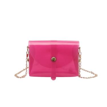 Imagem de Bolsa de ombro Jelly à prova d'água elegante alça de corrente mini bolsa de batom bolsa transversal transparente, E