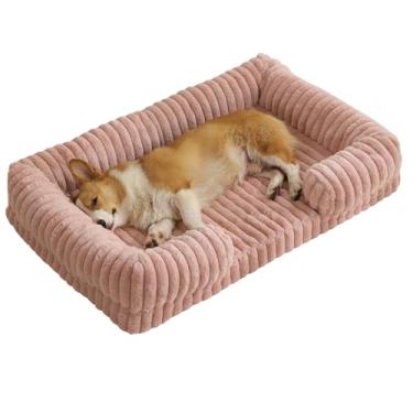 Imagem de Cama de Cão Gatos São Pet Colchonete ImpermeáVel e FáCil de Limpar Sofá de Cachorro de Espuma de MemóRia de Caixa Ovos(Pink,110X65X20cm)