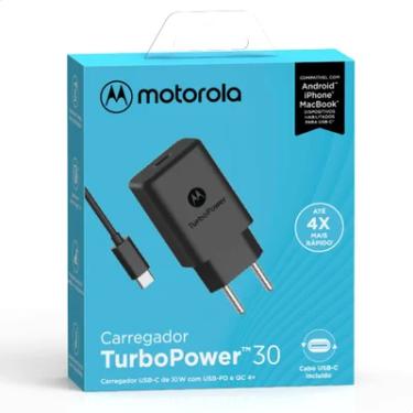 Imagem de Carregador De Parede Motorola, Turbo Power 30W, Com Cabo USB-C, Bivolt