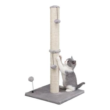 Imagem de MECOOL Poste para arranhar gatos de 86 cm de altura, básico, arranhador, sisal, arranhador, árvores com bola para pendurar para gatos em ambientes internos, cinza