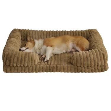 Imagem de Cama de Cão Gatos São Pet Colchonete ImpermeáVel e FáCil de Limpar Sofá de Cachorro de Espuma de MemóRia de Caixa Ovos(Khaki,57X45X12cm)