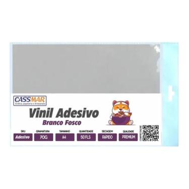 Imagem de Papel Vinil Adesivo A4 70g Branco Brilhante 50 Folhas - Cassmar 