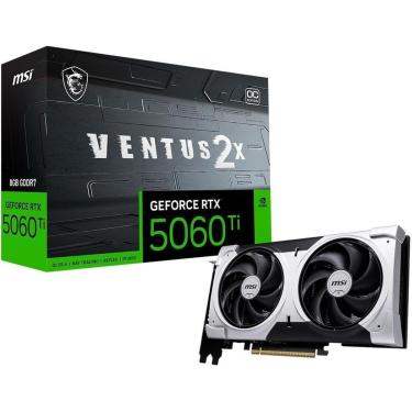 Imagem de Placa de Vídeo MSI RTX 5060 Ti 8G VENTUS 2X OC PLUS NVIDIA GeForce, 8GB GDDR7, 128-bit, 2617 MHz,-Unissex
