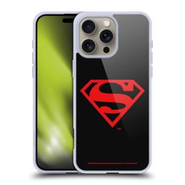Imagem de Head Case Designs Capa de gel macia oficialmente licenciada Superman DC Comics com logotipos pretos e vermelhos compatível com Apple iPhone 16 Pro Max