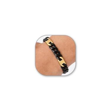 Imagem de CARITATE Pulseira masculina de corrente cubana de prata - pulseiras de elos de aço inoxidável para homens - Pulseira masculina Miami de 19,5/21,6 cm - Pulseiras de prata grossa não manchada, ouro e