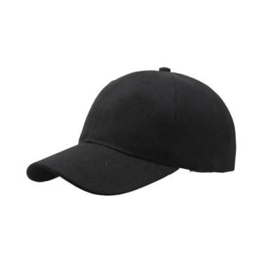 Imagem de Boné Snapback Unissex Preto Liso Estilo Hip Hop Casual Ajustável Para 