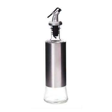 Imagem de Galheteiro de Vidro e Aço Inox 300ml Dosador de Azeite e Vinagre Gourm