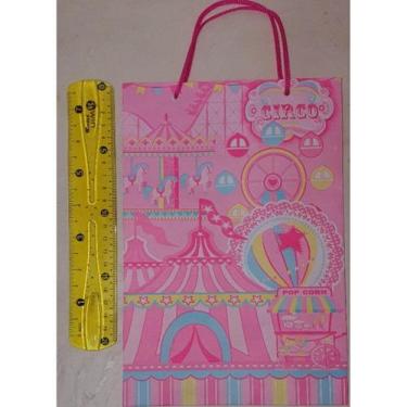 Imagem de 10 Sacolas Tematicas Lembrancinha Festa Circo Rosa - Sacola Papelão