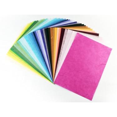 Imagem de Pacote de artesanato de origami em papel japonês feito à mão com várias cores de arco-íris e artes artesanais, papel de seda feito à mão, fabricação de papel washi para cartão de fibra de papel