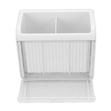 Imagem de Phefop Suporte para Utensílios, Organizador de Cozinha de Plástico Com 2 Compartimentos, Armazenamento de Montagem na Parede que Economiza Espaço para Talheres e Ferramentas de Cozinha 6,22 X 3,15 X