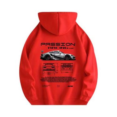 Imagem de Hoodie Gráfico Para Homens Com Ilustrações De Carros De Corrida Para U