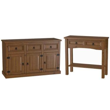 Imagem de Kit Aparador Rústico 2 Gavetas Com Balcão Buffet 3 Portas 3 Gavetas Ma