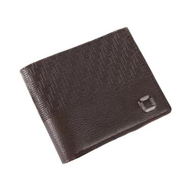 Imagem de Carteira Masculina Curta Com Padrão Lichia, Múltiplos Slots Para Cartõ