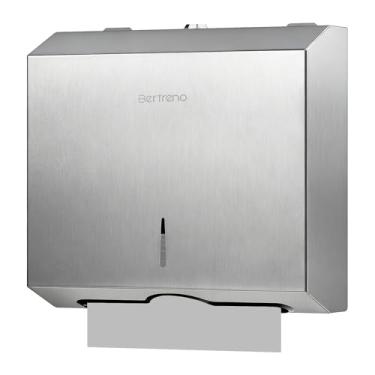 Imagem de Dispensador de toalha de papel comercial para montagem na parede, dispensador de toalha de mão de aço inoxidável, multidobrado, dispensador de toalha de mão, dispensador de lenços de banheiro prata