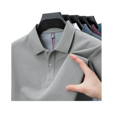Imagem de Camisa Polo Masculina 100% Algodão Puro De Manga Curta, Camiseta Listr