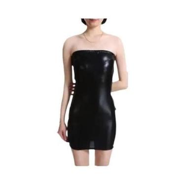Imagem de Vestido Mini Bodycon De Couro PU Sem Alças Para Mulheres, Vestido Sexy