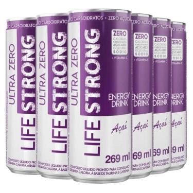 Imagem de Energético Life Strong Energy Drink 6 unidades Sabor Açai