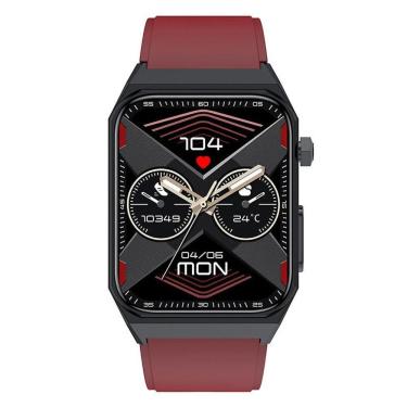 Imagem de Relógio Ecg + Ppg , Sangue, Glicose, Pressão, Oxigênio, Smartwatch, 1,9 Vermelho