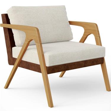 Imagem de Poltrona Para Sala De Estar Pietra Marrom Linho Champagne