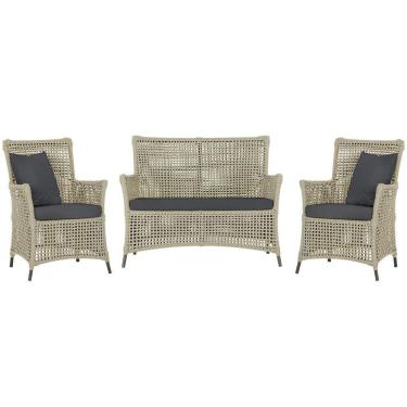 Imagem de Jogo Sofá E 2 Poltronas Igapó Alumínio Marrom E11 Trama Rami