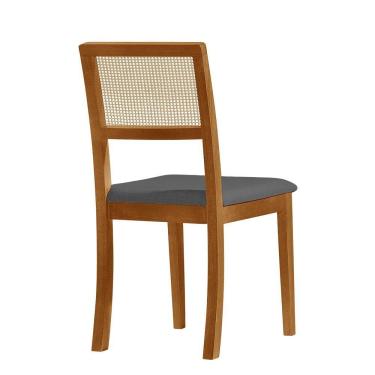Imagem de Kit 2 Cadeira Estofada Jantar Rubi Linho Madeira Maciça Mel cinza