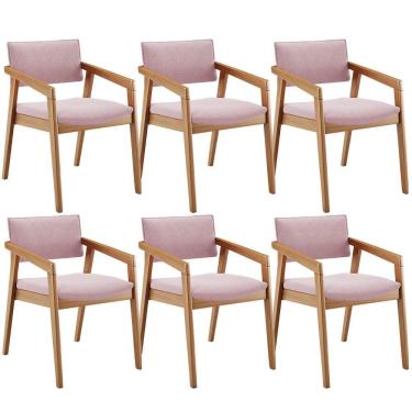 Imagem de Kit 06 Cadeiras Para Sala De Jantar Estar Living Giorgia B04 Bouclê Rosê - Lyam Decor