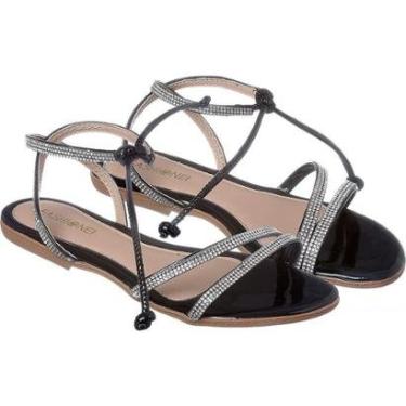 Imagem de Sandália rasteira de amarrar brilho rasteirinha casual chic lançamento-Feminino