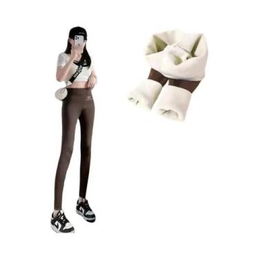 Imagem de Leggings Térmicas Femininas De Fleece, Calças Justas Casuais Quentes P