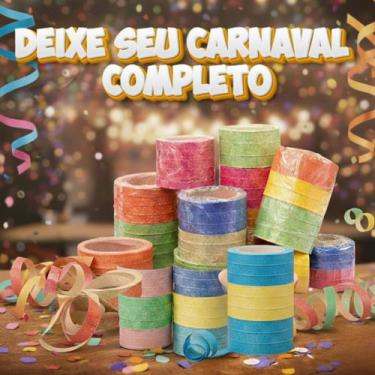 Imagem de 30 Rolos Serpentina Carnaval Folia Colorido Divertido Ano - Carnaval C