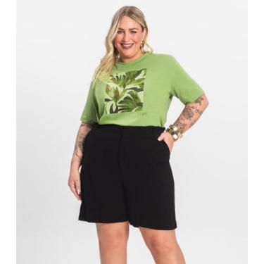 Imagem de Shorts Feminino Plus Size em Linho Secret Glam Preto, Plus G4, Preto