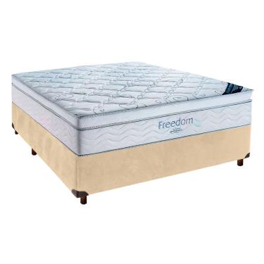 Imagem de Cama Box Perola + Colchão Casal Freedom Ortobom
