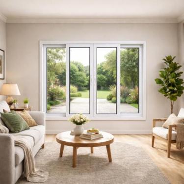 Imagem de Janela de Correr 4 Folhas Alumínio Branco 120x120 Linha 25 - Brecorimo