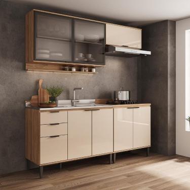 Imagem de Armário De Cozinha Completa C Balcão Miami Concept Carraro Off White C Freijó