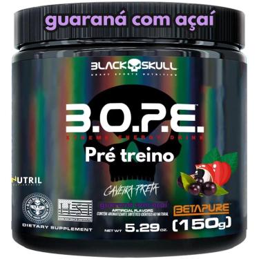 Imagem de Pré Treino BOPE Black Skull 150g Sabor Guaraná com Açaí – Energia, Força e Performance-Unissex