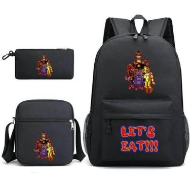 Imagem de Conjunto de mochilas escolares Five Nights, 3 peças para crianças, nyl