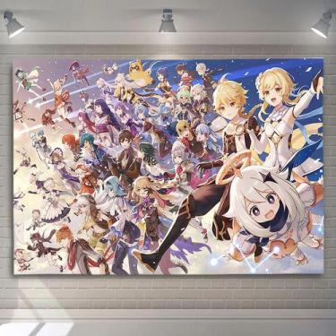 Imagem de Decoração de tapeçaria para pendurar na parede Genshins Impacts Paimon