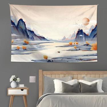 Imagem de Tapeçaria, pintura a tinta de paisagem, 150x130cm, microtecido - yiwei