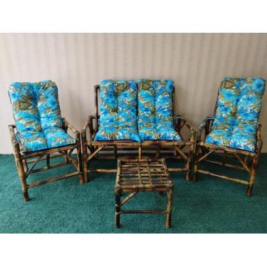 Imagem de Jogo Completo Bambu Sofá Poltronas Cadeiras De Fábrica - A Varanda & A