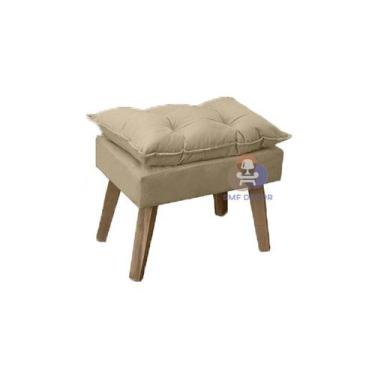Imagem de Puff Banqueta Decorativa Glamour Com Pés Quadrado - SMF Decor, Bege Li